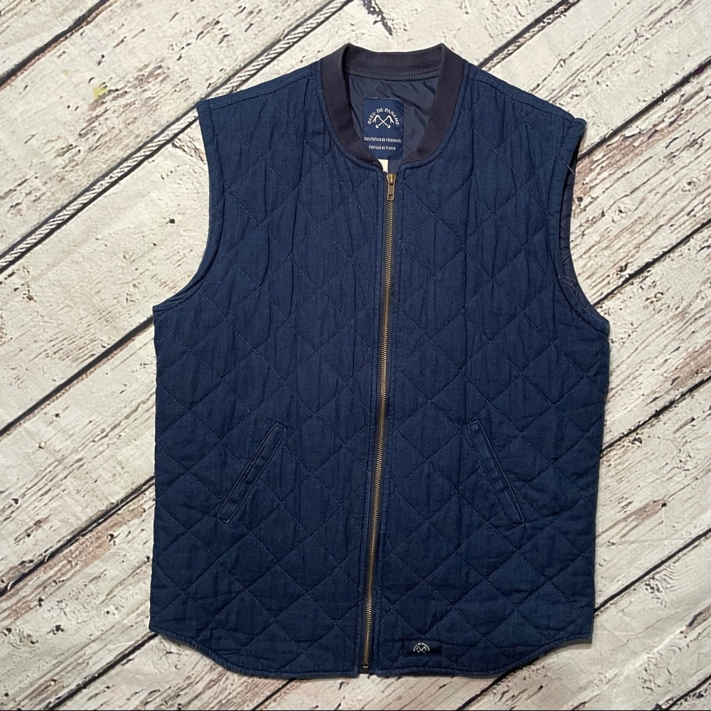 ELITE LUXURY BRAND!! Bleu De Paname XL, Blue,  Zipper Vest, Waistcoat